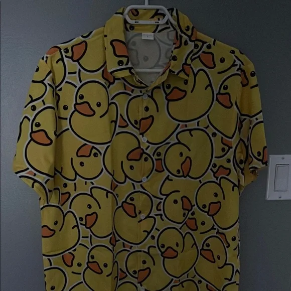 Yellow Duck Print Men's Shirt - Picture 2 of 2